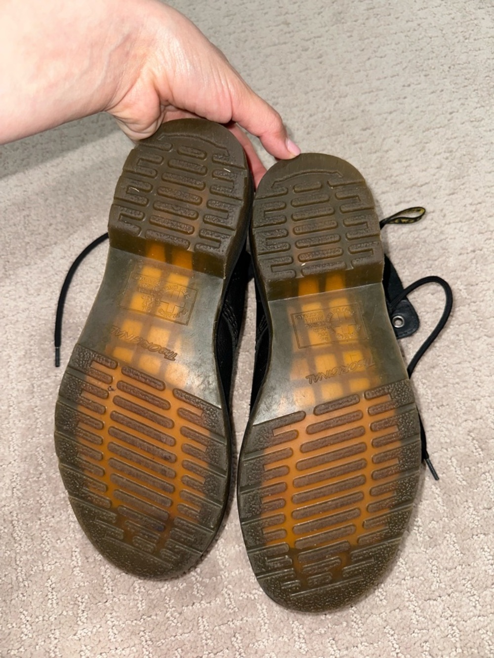 Dr. Martens Black Leather 8-Eye Lace-Up Boot with Yellow Stitching - Picture 7 of 8